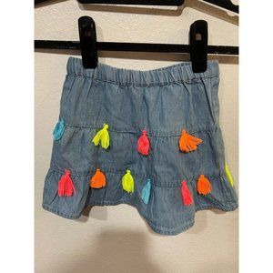 Mudpie 2T-3T Neon Tassels Denim Skirt